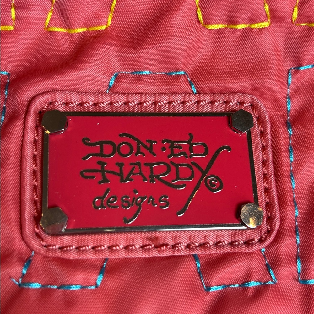 NEW! Vintage Ed Hardy Josephine Coral Koi Fish Quilted Bag NWT - Picture 4 of 10